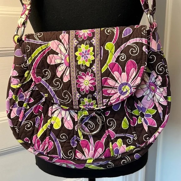 VERA BRADLEY RETIRED PURPLE PUNCH SADDLE BAG - Picture 3 of 8